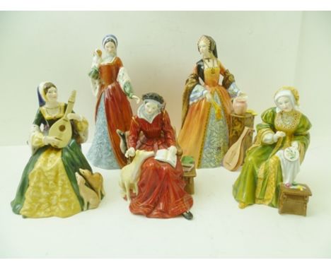 FIVE ROYAL DOULTON CERAMIC FIGURES, TUDOR ROSE COLLECTION "The Wives of Henry VIII"; Catherine Parr, HN3450 Ltd. Ed. no.3229/