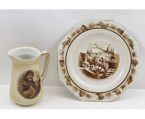A GRIMWADE'S "OLD BILL" FIRST WORLD WAR POTTERY JUG with a design after Bruce Bairnsfather, 14cm high, together with a BAIRNS