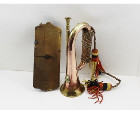 A COPPER &amp; BRASS BUGLE, bears "Kumaon" badge together with A SET OF BRASS SALTER SCALES (2) 