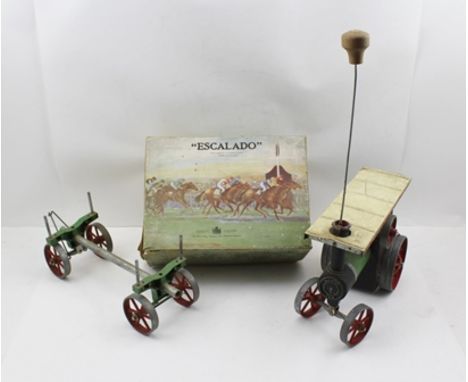 A MAMOD LIVE STEAM TRACTION ENGINE with log cart, together with an "ESCALADO" game in original box 