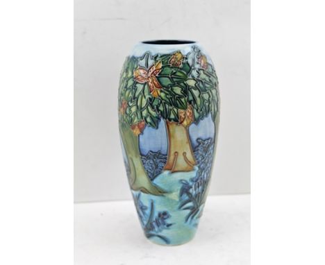 A MOORCROFT POTTERY VASE "Bluebell Wood" design, tube lined and painted decoration, impressed and painted marks to base, 18cm