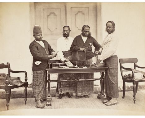 India. An album containing approximately 56 mounted albumen print views, c. 1870s, including 15 views of Alexandria, Suez, Ad