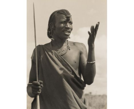 * East Africa. Portrait of a young male Masai by Hass-Halver Kassel, 1930s, vintage gelatin silver print, ink stamp and manus