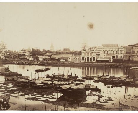 * Singapore. An early view of Singapore with St. Andrew's Cathedral in the background, attributed to August Sachtler, c. 1875