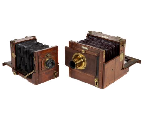 * Sands &amp; Hunter "Exhibition" plate camera. Sands &amp; Hunter "Exhibition" mahogany 4 ½ x 6 ¼ tail board plate camera, c