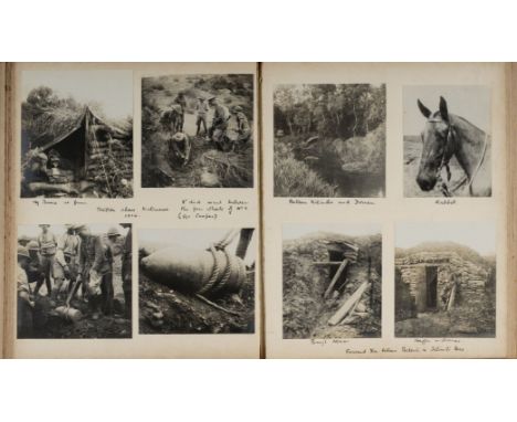 Military. A photograph album compiled by a soldier with the Field Artillery, 1914-17, 125 gelatin silver print photographs pa