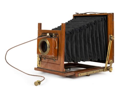 * Houghton 'Victo' half-plate camera. Houghton 'Victo' mahogany plate camera, circa 1900, with Thornton-Pickard Time and Inst