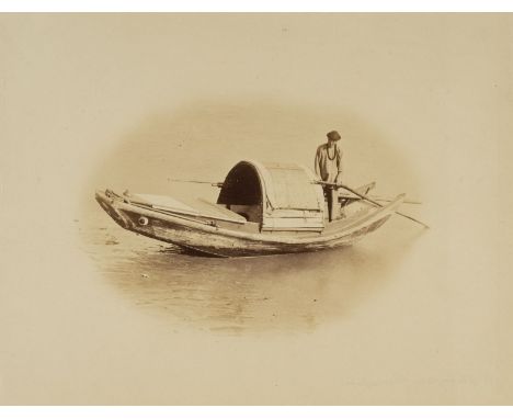 * China. Saunders (William, 1832-1892). A group of three photographs of Shanghai boat scenes, c. 1860s, all oval albumen prin