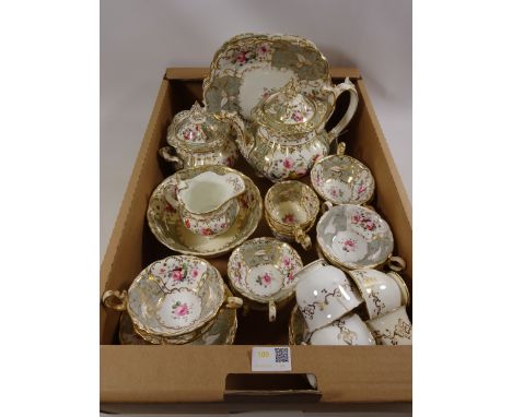 19th/ early 20th Century hand painted and gilt decorated Rockingham tea service including large tea pot  Condition Report Cra