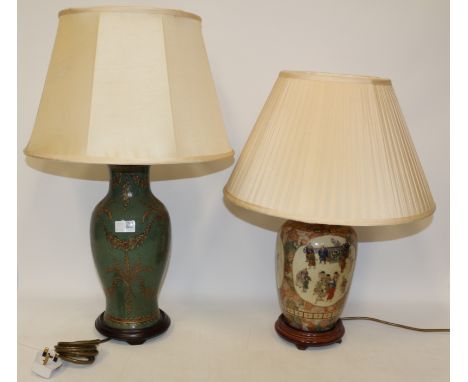 Classical style pottery table lamp and an oriental table lamp Condition Report Click here for further images, condition, auct