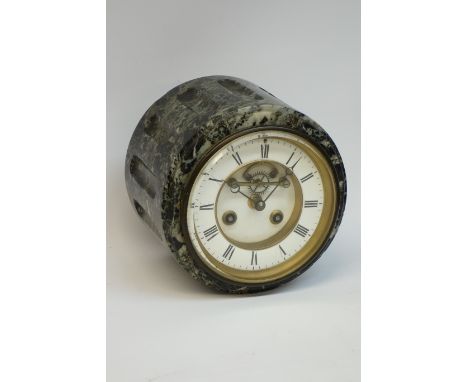 19th century circular granite clock, D18cm CLOCKS & BAROMETERS - as we are not a retailer, these items are sold as seen and m