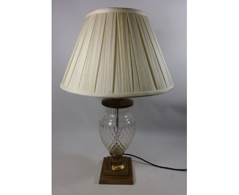 Urn shaped table lamp with cut glass stem, H42cm not including fitting  (This item is PAT tested - 5 day warranty from date o