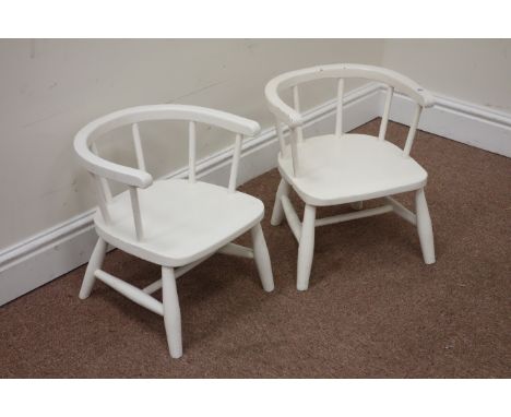 Pair 19th century painted elm seat, stick and hoop child's armchairs Condition Report Click here for further images, conditio