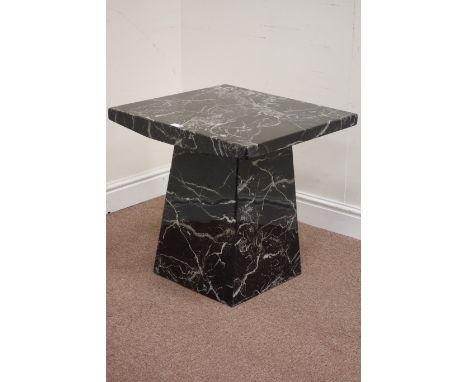 Black and white veined marble effect square lamp table, 56cm x 56cm, H58cm Condition Report Click here for further images, co