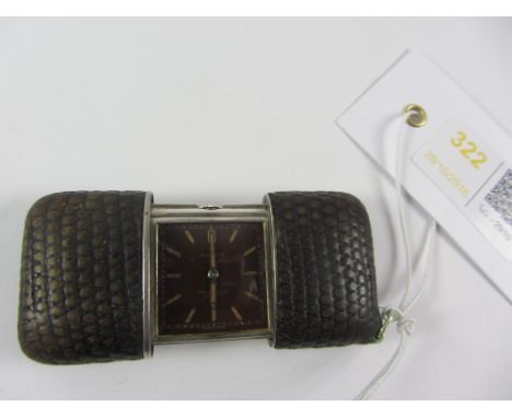 Movado Chronometer Ermeto Swiss silver bag watch, self-winding movement, leather mock snake case, import marks Glasgow 1924 C