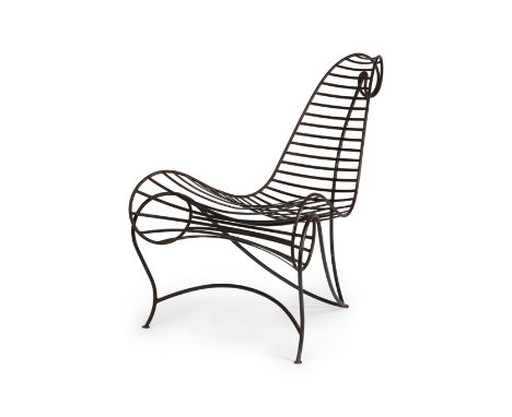 ANDRE DUBREUIL (Né en 1951)Fauteuil « Spine »Création en 1986L'un des premiers exemplaires vendus circa 1988Fer plat et barre