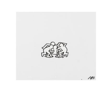 D'APRES KEITH  HARING (1958-1990)« Sans titre » 1991 Ensemble de 3 sérigraphies et marker sur rhodoïdIllustration réalisée en
