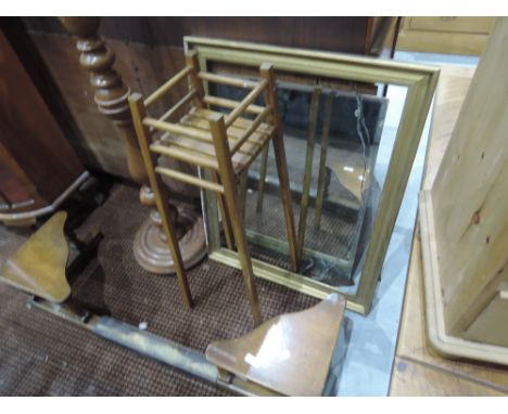 A selection of furniture oddments including fender, standard lamp stand, etc