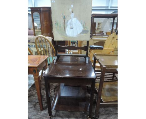 A 1930's folding table/firescreen and a 1950's TV table 