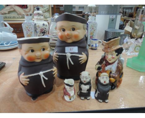Two Goebel Monk jugs, a Burleigh ware Sam Weller toby jug etc