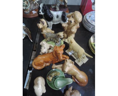 A selection of dog ornaments including Sylvac