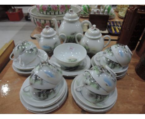 An Oriental style eggshell tea service (42 pieces approx)