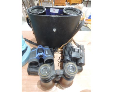 Four pairs of binoculars including Fujica Mibro and vintage Dolland of London