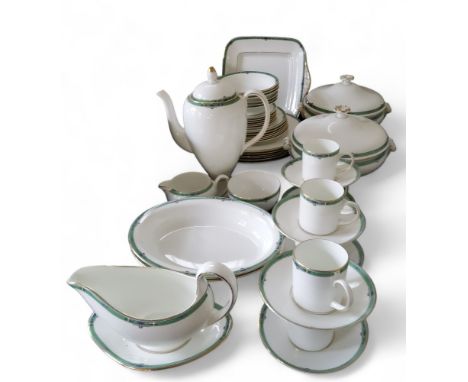A Wedgwood Jade pattern dinner and coffee service, for six, comprising two tureens and covers, coffee pot and cover, dinner p