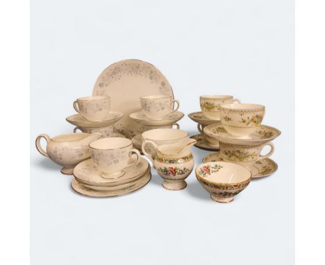 A Wedgwood Belle Fleur pattern&nbsp; tea service, for five, comprising cups, saucers, side plates, milk jug, sugar bowl, brea