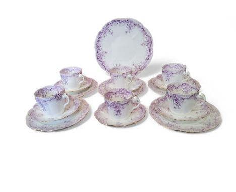 A late 19th century Foley part tea service, designed by Charles Wileman (pre-Foley chinaworks)comprising six cups, six saucer