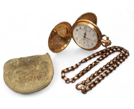 A 14ct gold&nbsp;lever full hunter pocket watch, 15 jewel top winder movement, the balance cock inscribed 'PAT APP. FOR', com