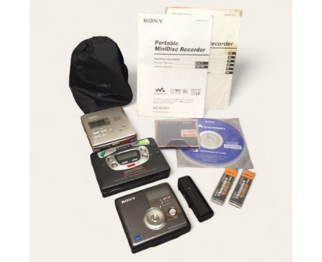 A Sony Walkman WM-GX612, Remote Control, Radio Cassette-Corder; Walkman MZ-NH90C Portable Minidisc Recorder, instructions; Wa