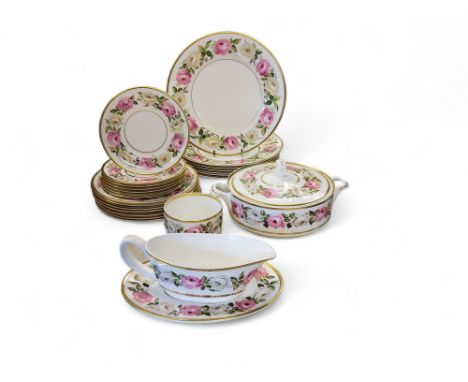 A Royal Worcester Royal Garden dinner service, for six, comprising dinner, dessert and side plates, tureen and cover, gravy b