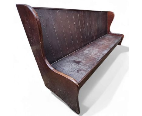 Masonic Lodge - a bench/pew, shaped ends, panel style back, 93cm high, 180cm wide 
