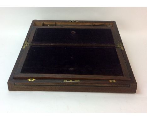 Rosewood writing slope with secret drawer and inkwell