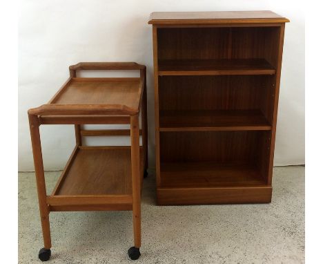 Teak trolley and an adjustable shelf small bookcase 95x60x30cm