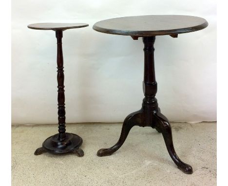 Georgian mahogany based tripod table together a Victorian mahogany lamp table