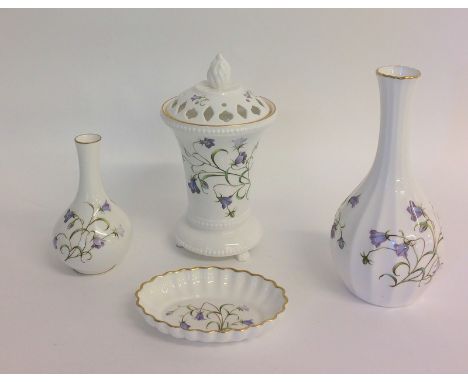 Spode bone china 'Campanula' lidded vase ,poesy vase, pin dish etc 