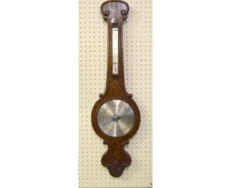 Wheel Barometer Rose Wood Veneer 1870 system locked missing setting knob