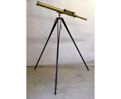 Edwardian Brass Observatory Telescope by Irving of Teddington London with Original Tripod & Spare Lens. 