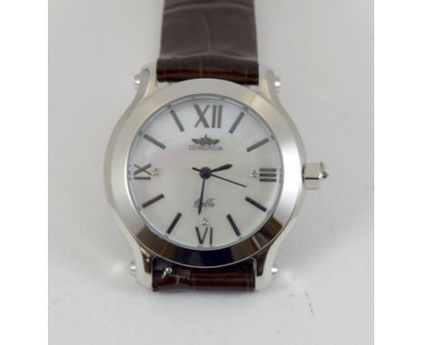 a gem nova quartz wristwatch with mother of pearl face and diamond batons as new
