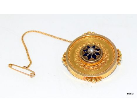 18ct gold antique morning broach inset pearl 