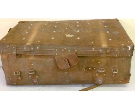 Royal Tanks Corps Studded leather trunk with original cover with ammunition box and camp bed