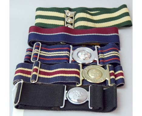 Five British Army stable belts including the Parachute Regiment Air Assault Brigade and the Army Fire Service