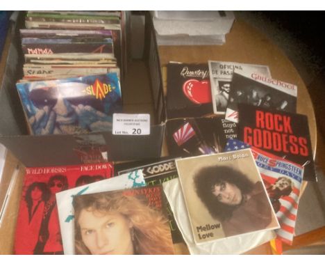 Records : A good box of approx 100 singles 7" good sllxn inc Pink Floyd, Bolan, Girl School - good rock item - conditions dec