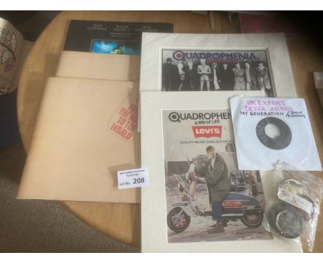 Records : THE WHO related memorabilia inc prints, badges, programmes &amp; rare export 7" Ad.1001