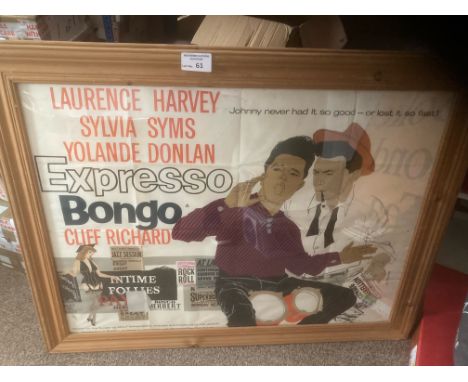 Poster : Expresso Bongo - Cliff Richard original poster - quad - framed 1960s (Again poster will be removed from frame for sh