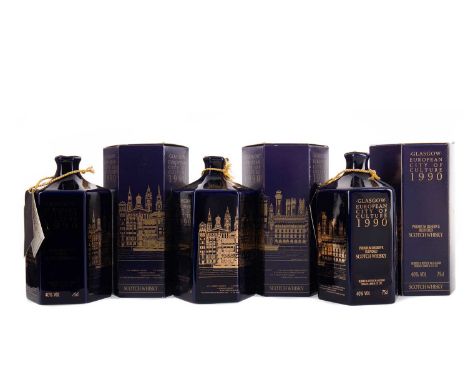 GLASGOW EUROPEAN CITY OF CULTURE 1990 (3)Blended Scotch Whisky75cl, 40% volume, in carton with spare stopper.Three bottles