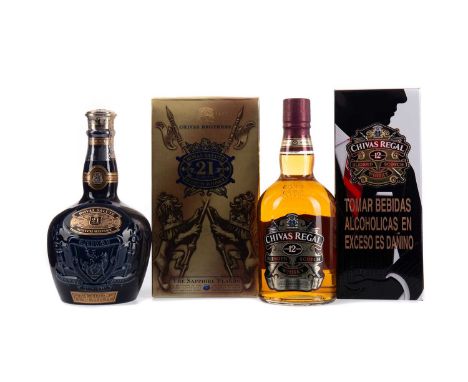 CHIVAS REGAL ROYAL SALUTE AGED 21 YEARS SAPPHIRE DECANTER Blended Scotch Whisky70cl, 40% volume, in carton.CHIVAS REGAL AGED 