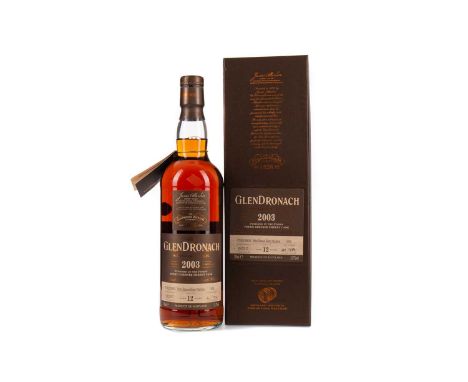 GLENDRONACH 2003 AGED 12 YEARS SINGLE CASK NO. 934Single Malt Scotch WhiskyDistilled 7 February 2003, matured in Pedro Ximene
